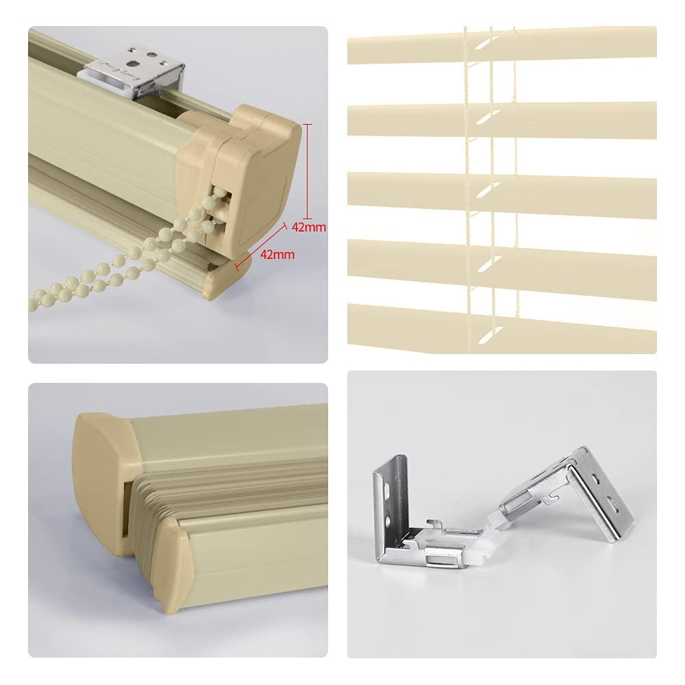 simty Simty Corded 1\" Aluminum Mini Blinds for Windows, Venetian Horizontal Blinds, Privacy Shades for Bedroom, Bathroom,Kitchen,Office, 44\" W x 72\" H, Beige