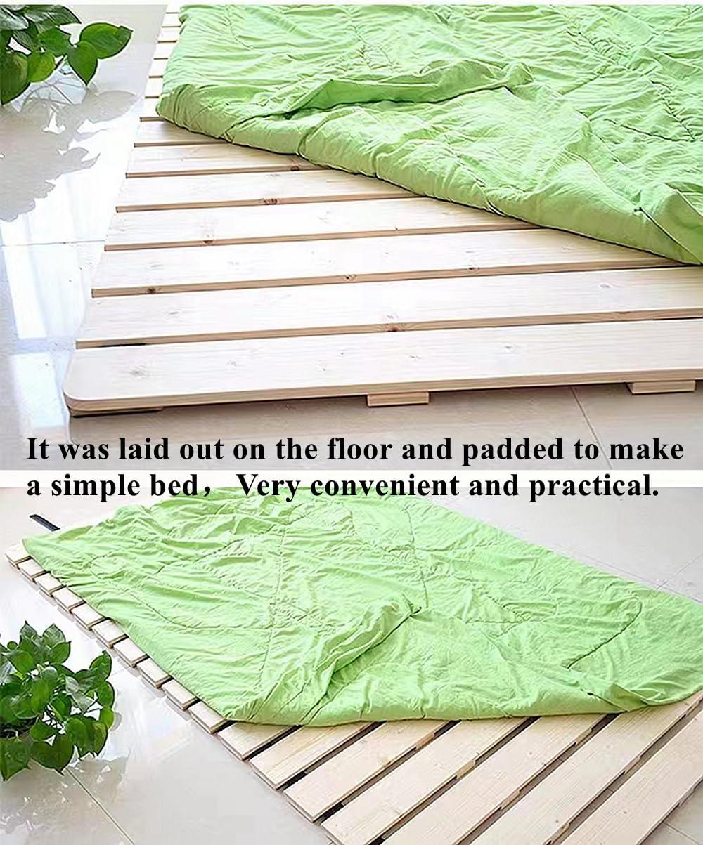 LOBOTOU LOBOTOU Breathable Moisture-Proof Bed Plate, Guest Tatami Mat,Wood Roll-Type Slatted Bed Japanese Floor Futon Mattress, Floor Sleep Bedding (Full)