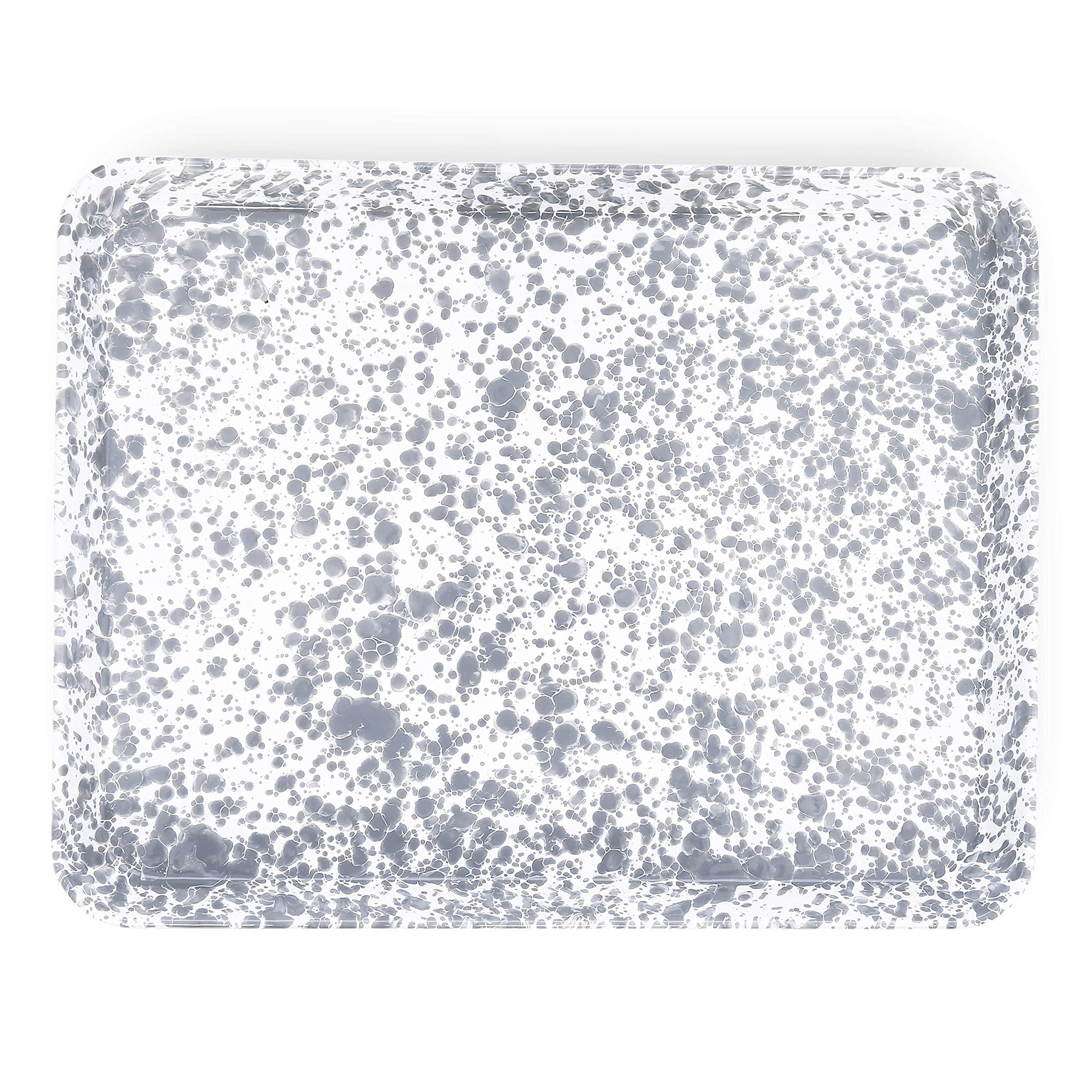Crow Canyon Home Enamelware Jelly Roll Pan, 16 x 12.25 inches, Grey/White Splatter