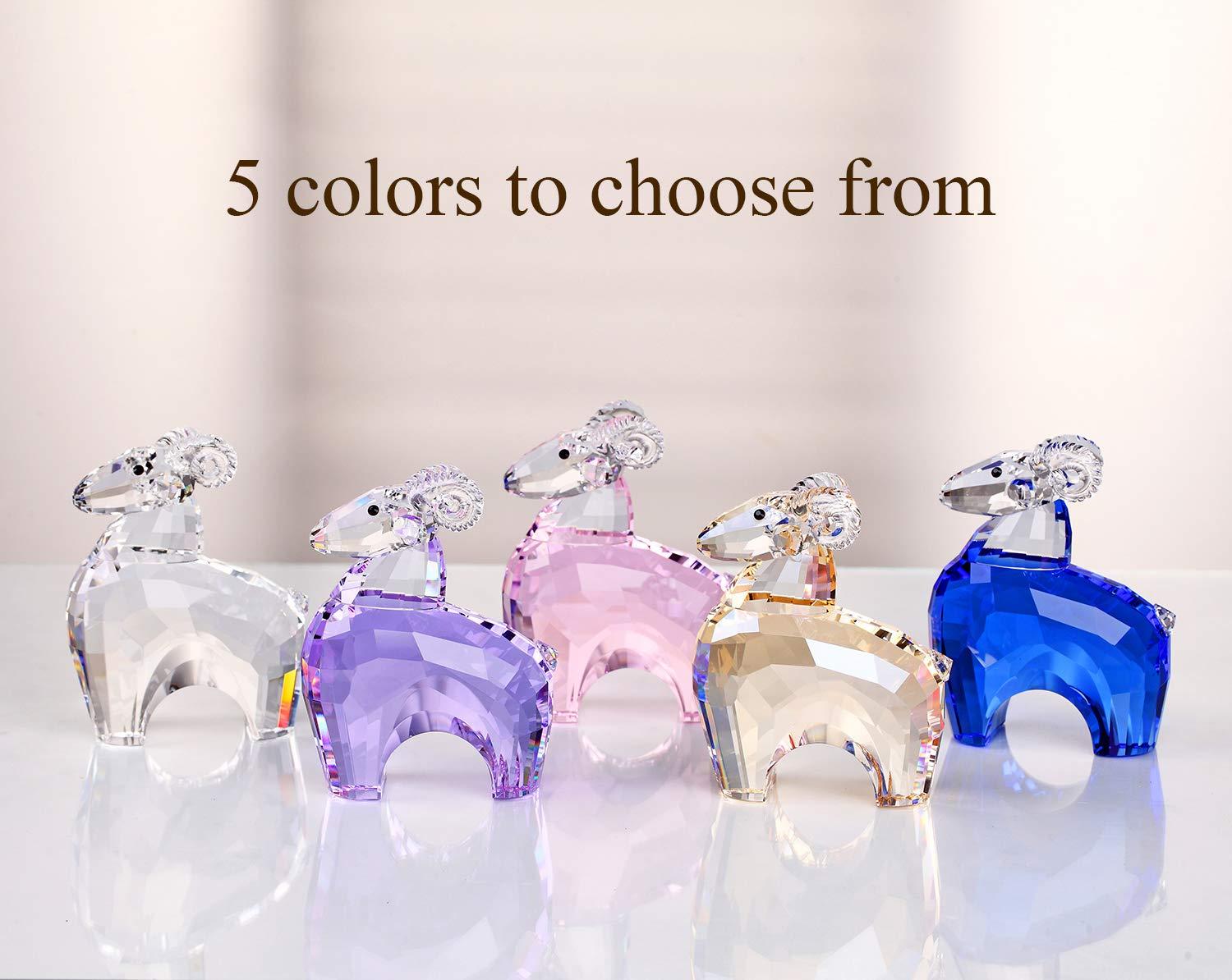 DOJOZ Crystal Sheep Zodiac Collectible Figurine Ornament Animal Home Decor Figurine Birthday Gifts (Gold)