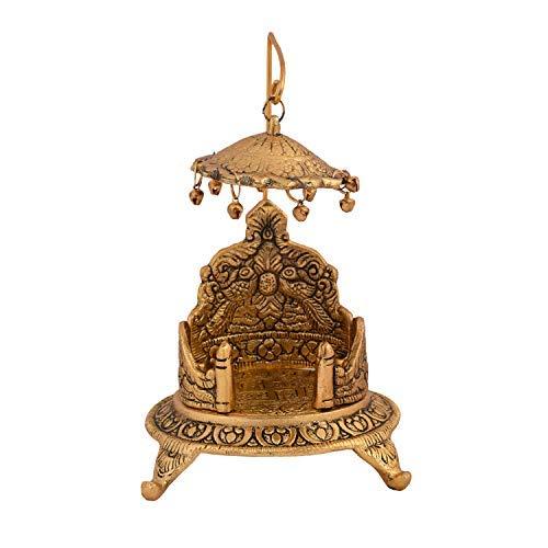 Frienemy Home Frienemy Presents Metal Singhasan Oval Shaped for Ganesha Krishna God Idols - Gold Plated Ladoo Gopal Pooja Chowki for Temple Mandir Puja Idol Decoration Items #Frienemy-0022