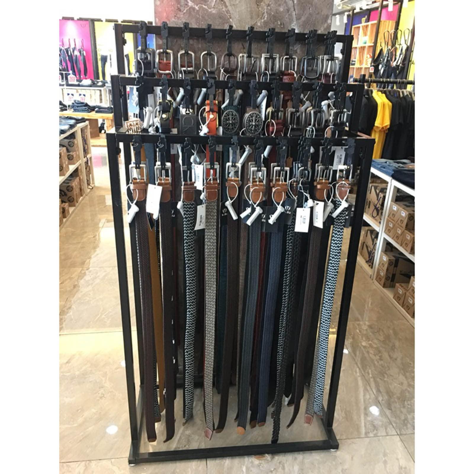JYHBSHCC Display Stand Floor Stand Belt Metal Display Rack, Commercial Apparel Retail Store Belt Storage Holder 3 Tiers Tie Rack Scarf Hangers Display Stand Shelf