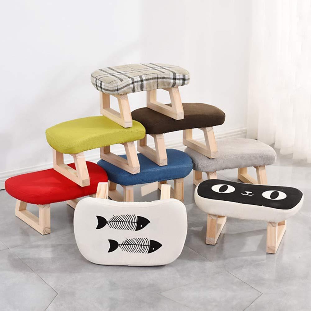 WWTSMYXGS Footstools Footstool Ottoman Small Washable Change Shoes Seat Play Stool Linen Solid Wood Frame,7 Colors (Color:Gray)