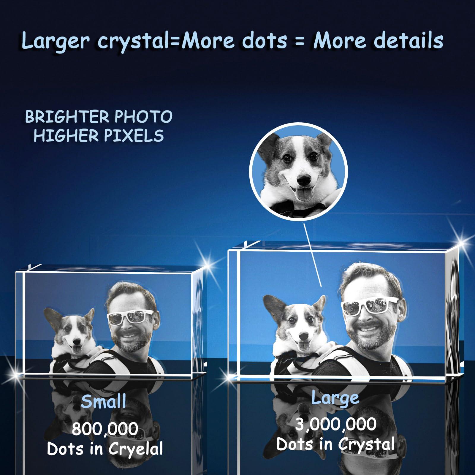 KEEPASSION Custom 3D Photo Crystal, Personalized 3D Engraved Crystal Photo, Laser Photo Etched Engraved Inside Crystal with Picture Photograph, 3D Glass Picture Cube Gift Idea, 3D Photo Engraved Crystal