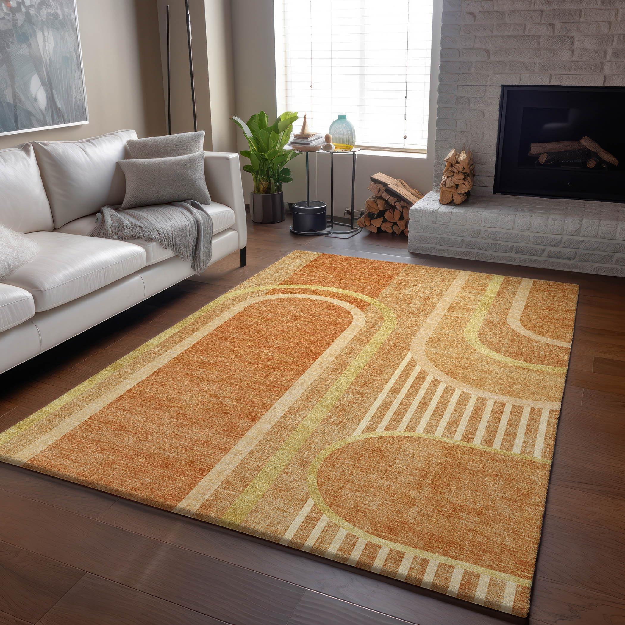 Addison Rugs Addison Rugs Mayfield AMF532 Terracotta 9' x 12' Indoor Premium Machine Washable Rug, Silky Soft, Easy Clean, Non Shedding, Bedroom, Living Room, Dining Room, Kitchen, Patio Rug