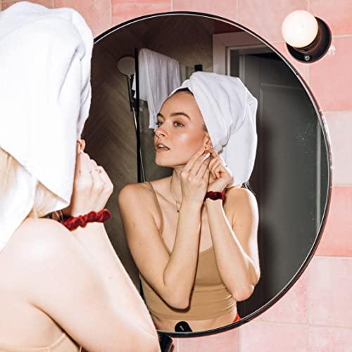 Fab Glass and Mirror Fab Glass and Mirror Round Frameless Safety Backing 1" Beveled Edge Mounted with Hooks-Bathroom Wall Mirror 18"x18", 18" x 18", Silver