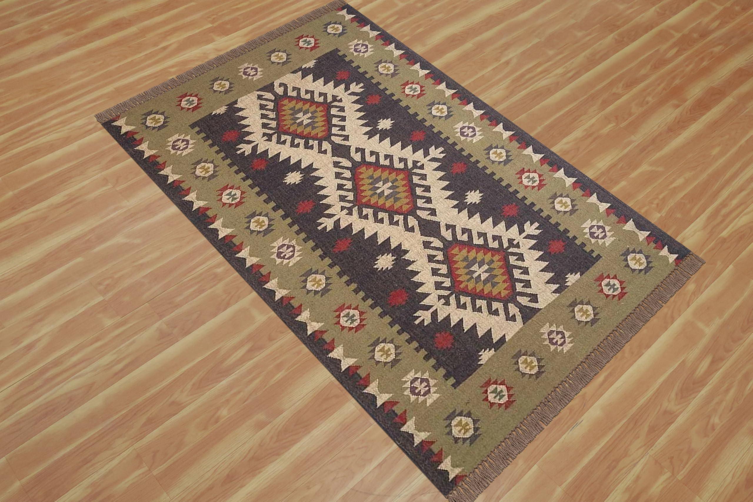 CASAVANI CASAVANI Premium Quality Rug 10x18 Area Rug Hand Woven Rug Light Green Jute Rugs for Living Room Wool Indoor Outdoor Use Boho Rug Flatweave Wool Jute Area Rugs for Terrace & Garden Yoga Mat Kitchen