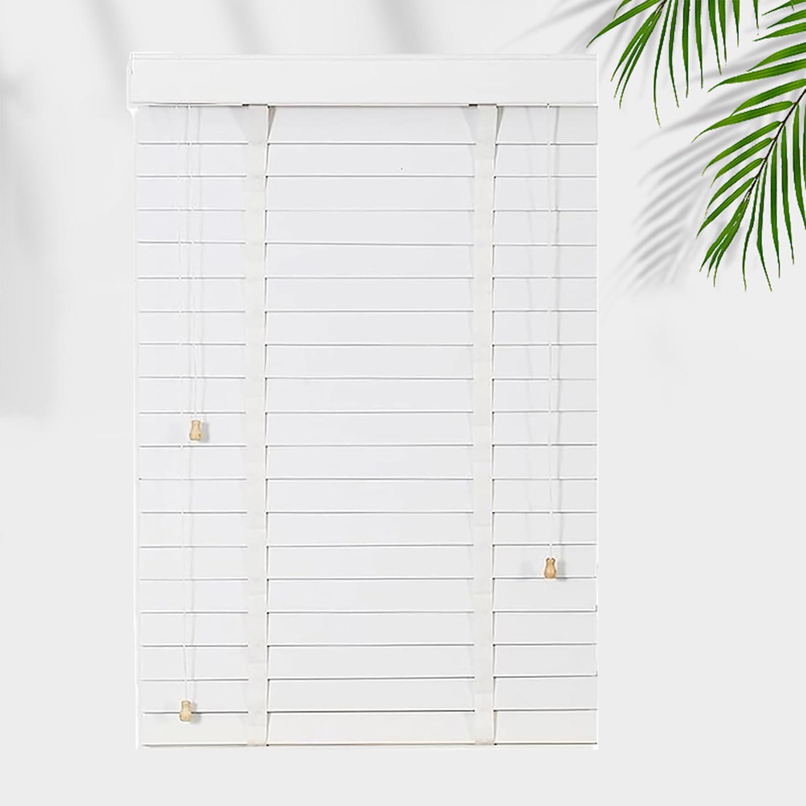 FERFXN Wood Blinds Faux Blinds Cordless Horizontal Venetian Blinds Faux Wood Blinds Light Filtering Blinds for Windows Room Darkening Blinds,Blinds & Shades for Window-90x90cm/35.4x35.4in(WxH)