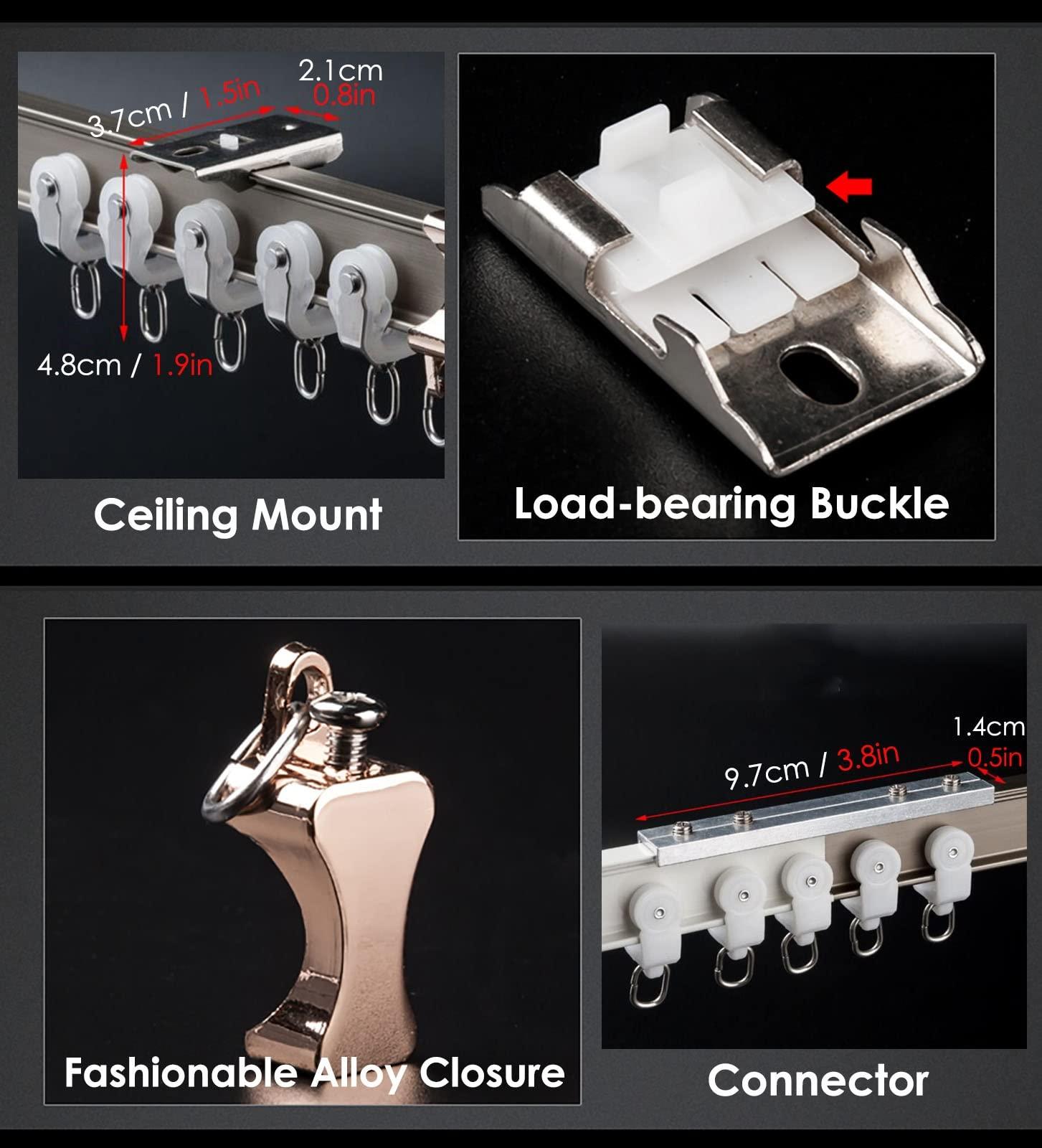 SRNSAEB SRNSAEB Aluminum Ceiling Curtain Track System with Hooks and Accessories, Flexible Bendable Curtain Rail for Oversized Window/Room Divider (Size : 3m/9.8ft)
