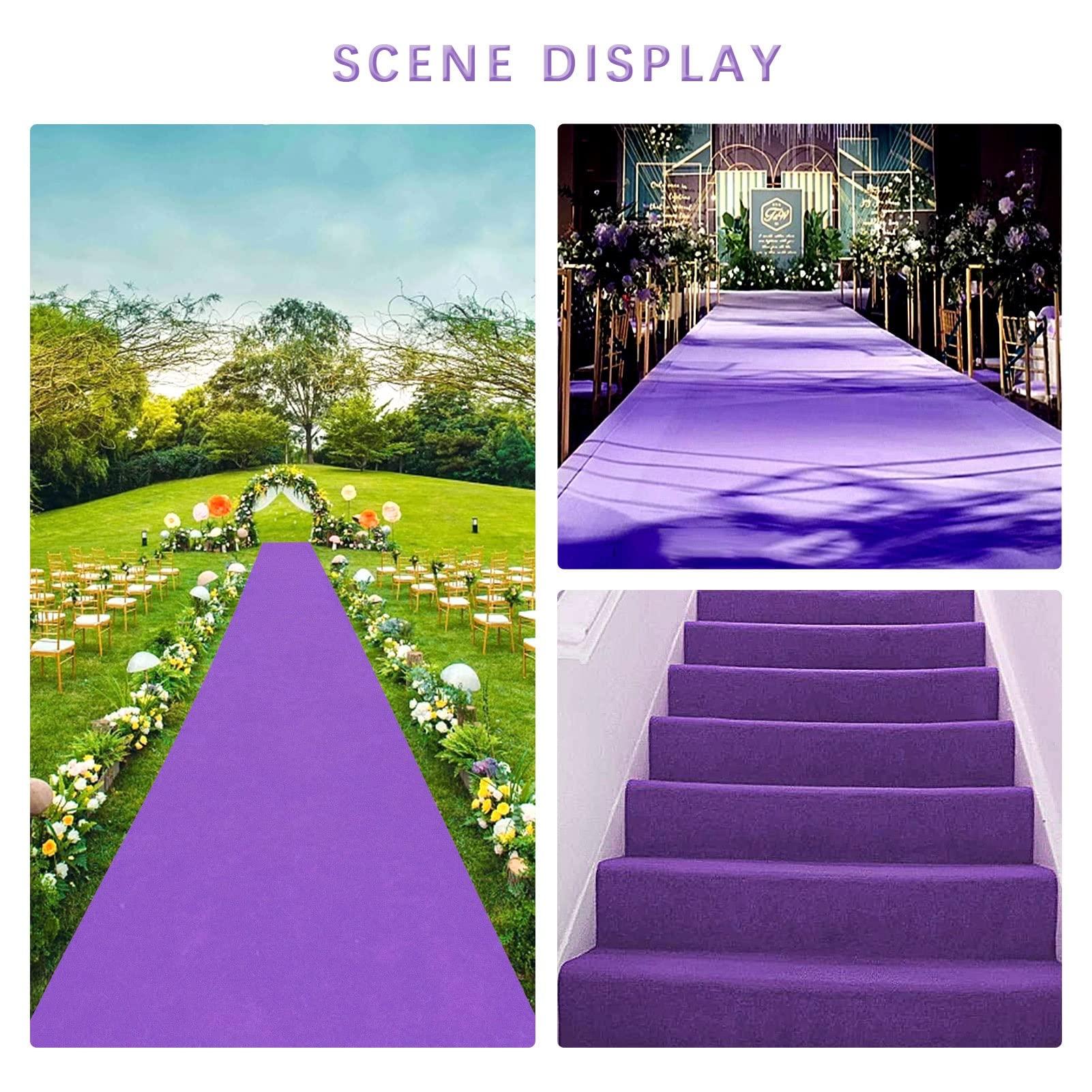 Drsyffsup Purple Carpet Runner Runway Rug, 2mm Thickness Wedding Runner Polyester Event Carpet Decoration for Beach Party Church Stairway Outdoor, Cuttable (Size : 1x15m)