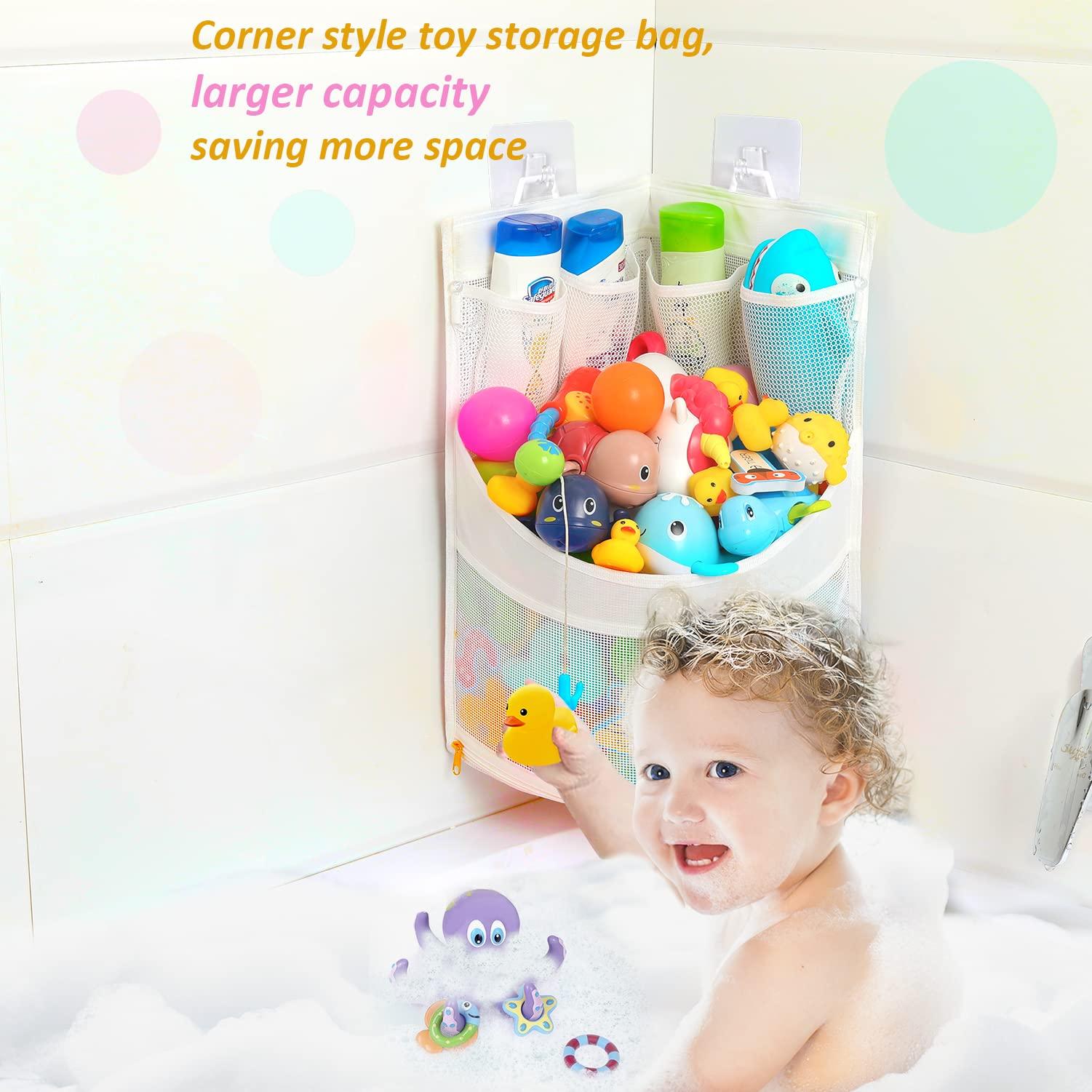Ligereza Ligereza Baby Bathtub Toy Storage 17" x 13" Bathtub Toy Holder Mesh Let Baby Bathtub Toys To Dry Faster, Bath tub Toy Organizer For 1-3 Year Old Toddler Bathtub Toys