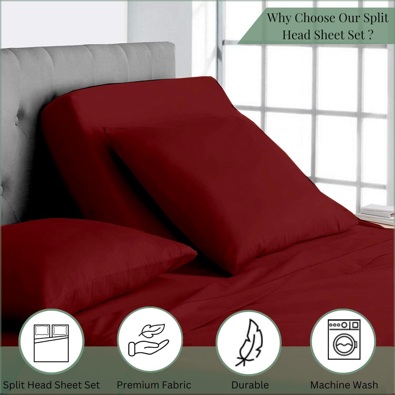 NON Sticky cotton Top Split King Sheets Sets for Adjustable beds, Sheets for Sleep Number Bed Split King deep Pocket, 34\" Split Top King Sheets 400 Thread Count 100% Cotton, Flex Top Sheets, Light Blue Solid