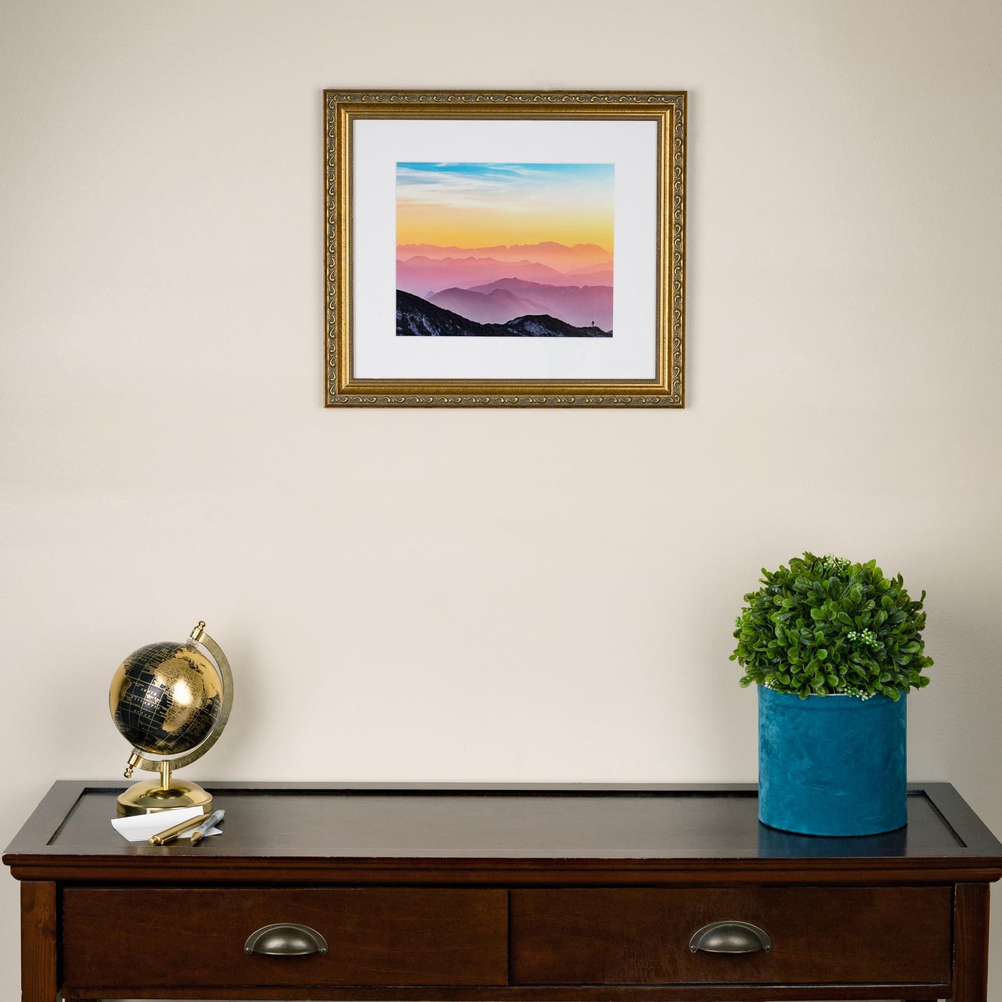 ArtToFrames ArtToFrames 24x24 Inch Gold Picture Frame, 2 - Pack, This 1.40 inch Custom Wood Poster Frame is Dark Gold, Comes with Economy Acrylic (Frame_Pack_2_D6301-24x24)