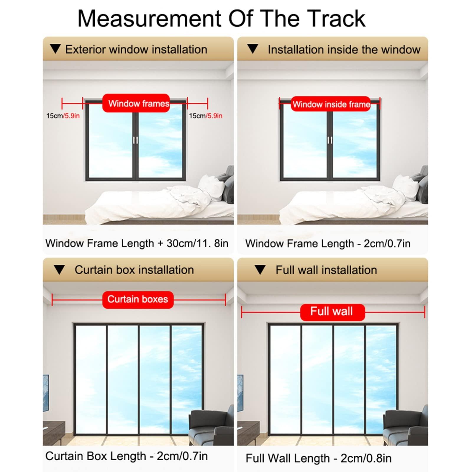 NOIRDA Double Curtain Track, Ceiling Or Wall Mount Curtain Track Set, Double Layer Aluminium Rails For Home Bay Window Room Divider, Customized Length(Color:White - A,Size:4m/13.1ft)