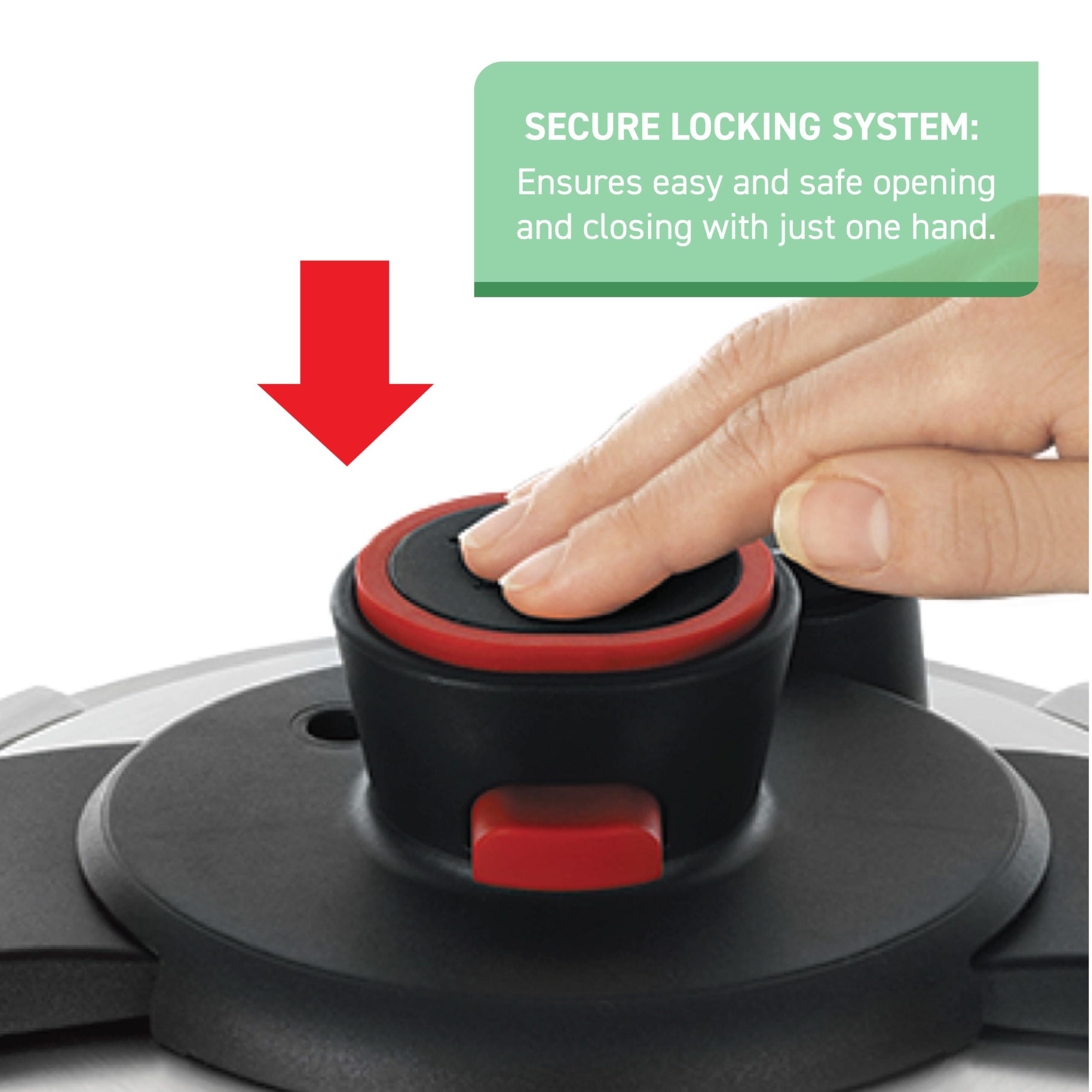 T-fal T-fal Clipso Stainless Steel Pressure Cooker 6.3 Quart, Induction , Secure locking System, One Hand System, Recipe Book Included, Cookware, Pots and Pans, Kitchen, Dishwasher Safe, Silver