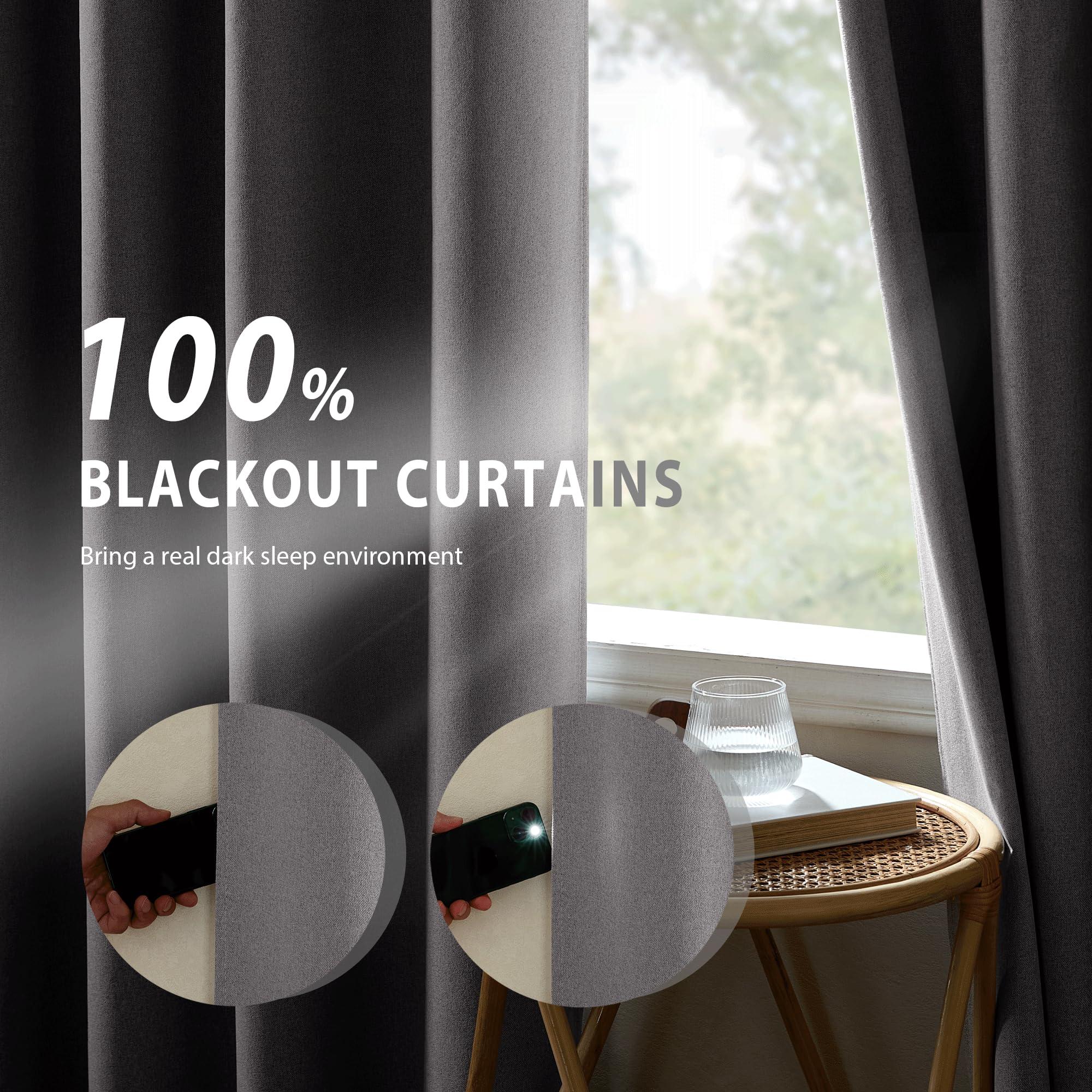 NICETOWN NICETOWN Grey Noise and Lights Block Out Curtains, 2 Panels, 42-inch W by 84-inch L, Thermal Insulated 100% Blackout 2-Layer Lined Drapes, Noise Cancellation Window Draperies for Dining Room