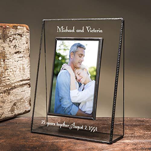 J Devlin Glass Art J Devlin Pic 319-57V EP555 Personalized Anniversary Picture Frame Engraved Glass Tabletop 5 x 7 Gift