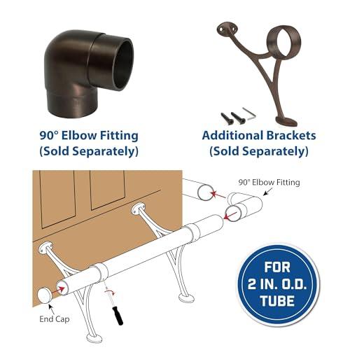 OUTWATER OUTWATER 12\' Bar Foot Rail Kit - Complete Undercounter Mount Hardware and Tubing, Antique Bronze Finish