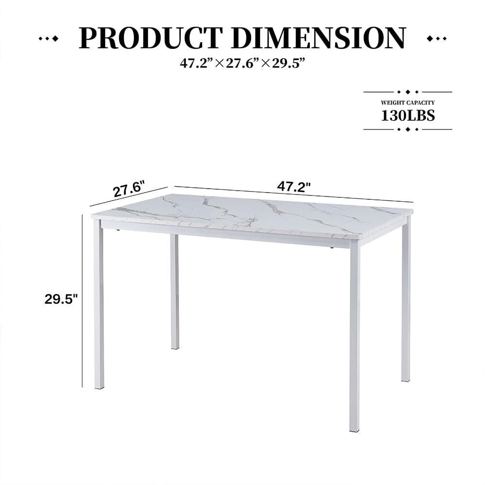 DZOVAD DZOVAD White 5-Piece Dining Set, Kitchen Table Chairs Set of 4 for Kitchen & Dining Room, Dinette, Space-Saving with MDF Board Table Top, 4 Upholstered PU Leather Chairs, Metal Steel Frame