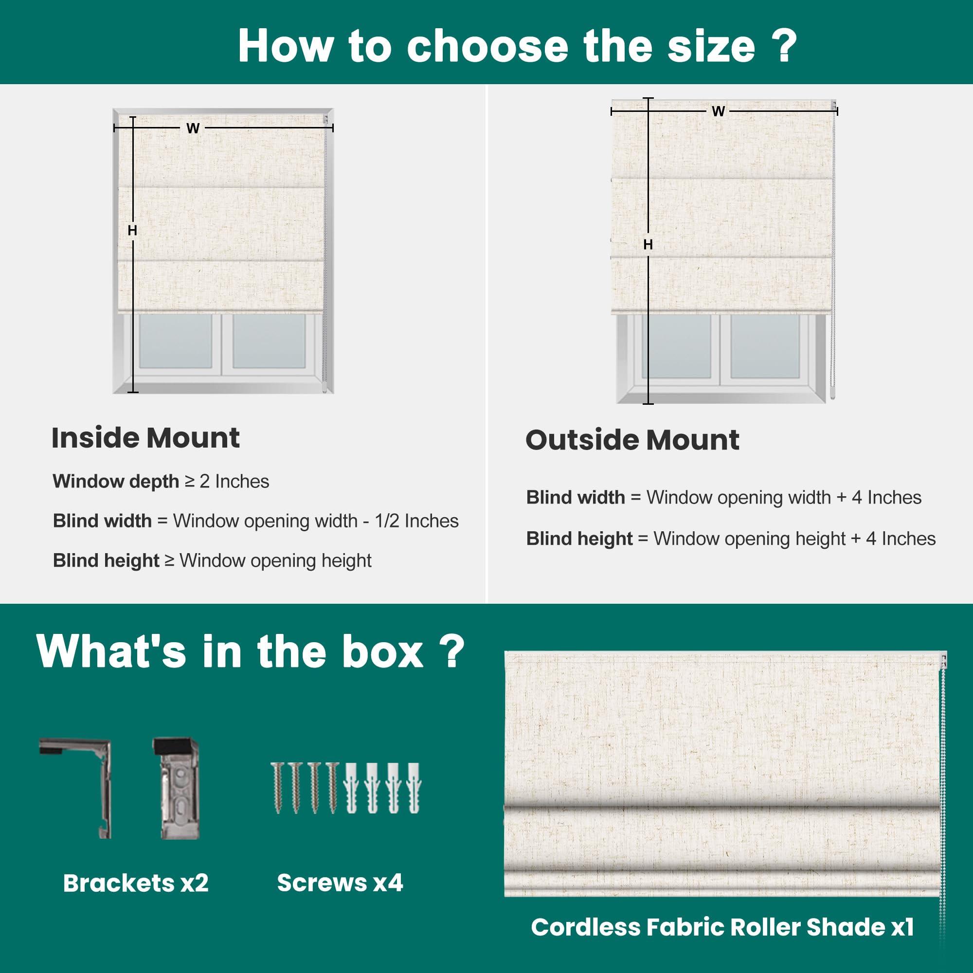 BERISSA BERISSA Roman Shades for Windows, Blackout Roman Blinds,Room Darkening Thermal Insulated Window Shades for Home Living Room Bedroom,Linen Beige,57" W x 72" H