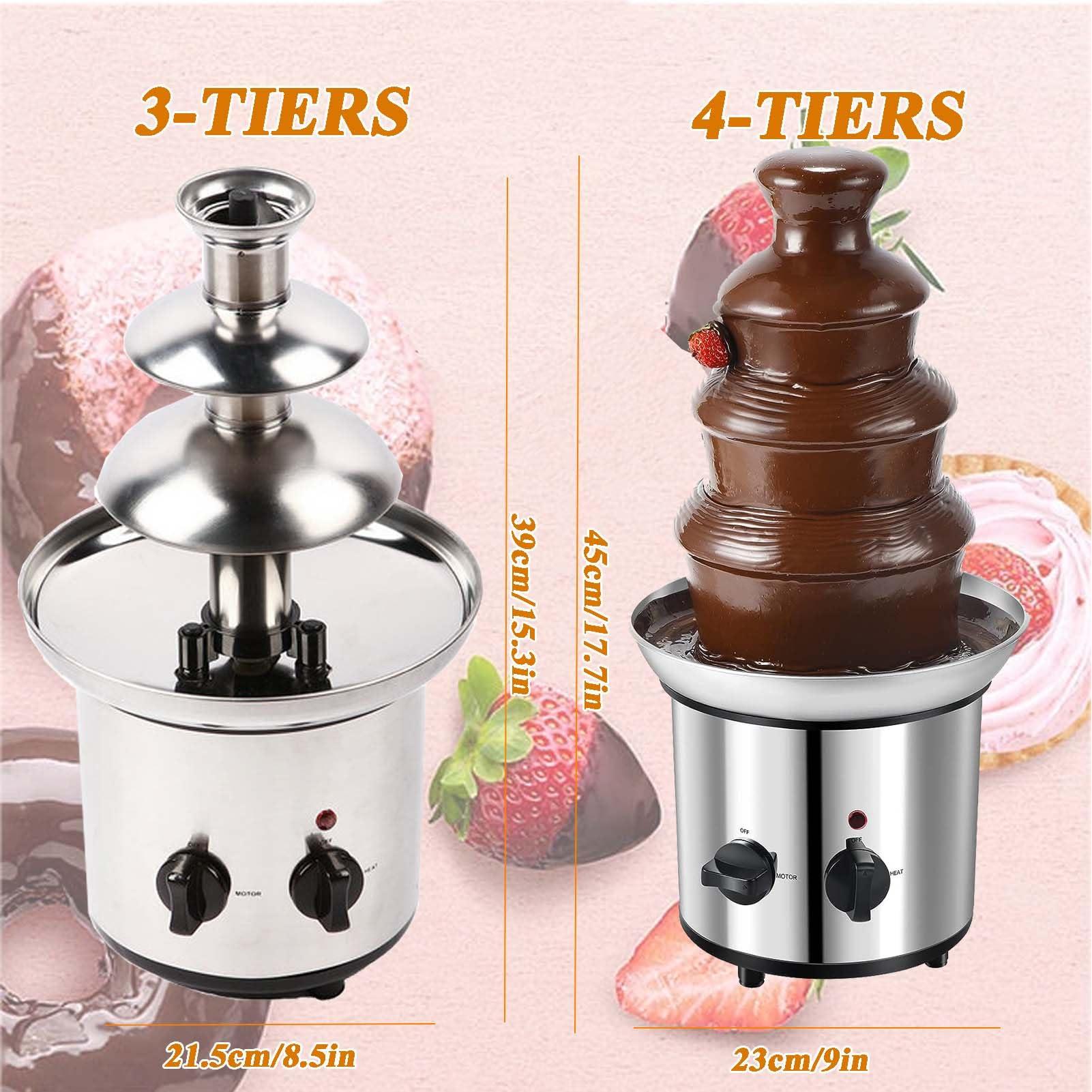 YSUEFIJO YSUEFIJO Mini Chocolate Fondue Fountain, Hot Chocolate Fondue Tower, Stainless Steel Cascading Fondue, Electric Melting Warming Machine, Whisper Quiet Motor, for Birthday Party, Buffet