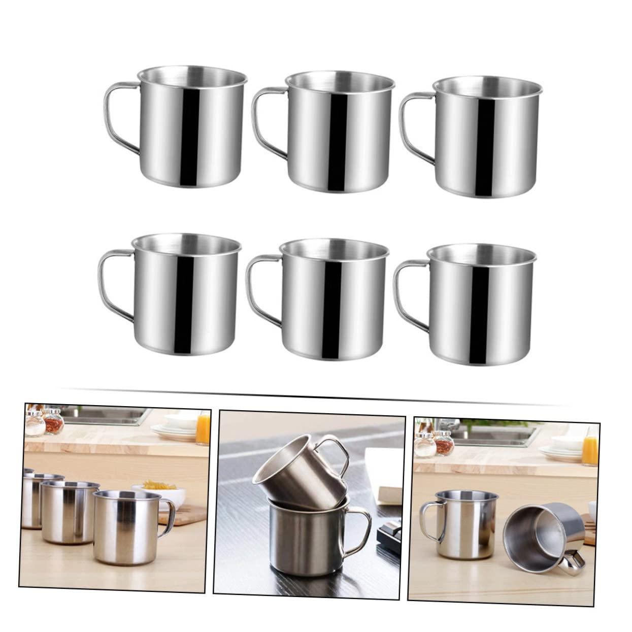 Cabilock 6pcs Children\'s Stainless Steel Water Cup Camping Mugs Kids Drinking Cups Mug with Handle Decorative Mug Cups for Coffee Stainless Steel Cup Coffee Mugs with Handles Latte Cup