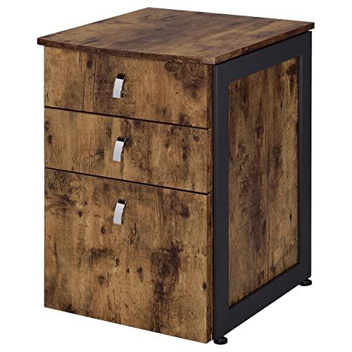 Coaster Home Furnishings Coaster Furniture Estrella 3-Drawer File Cabinet Antique Nutmeg and Gunmetal 800656