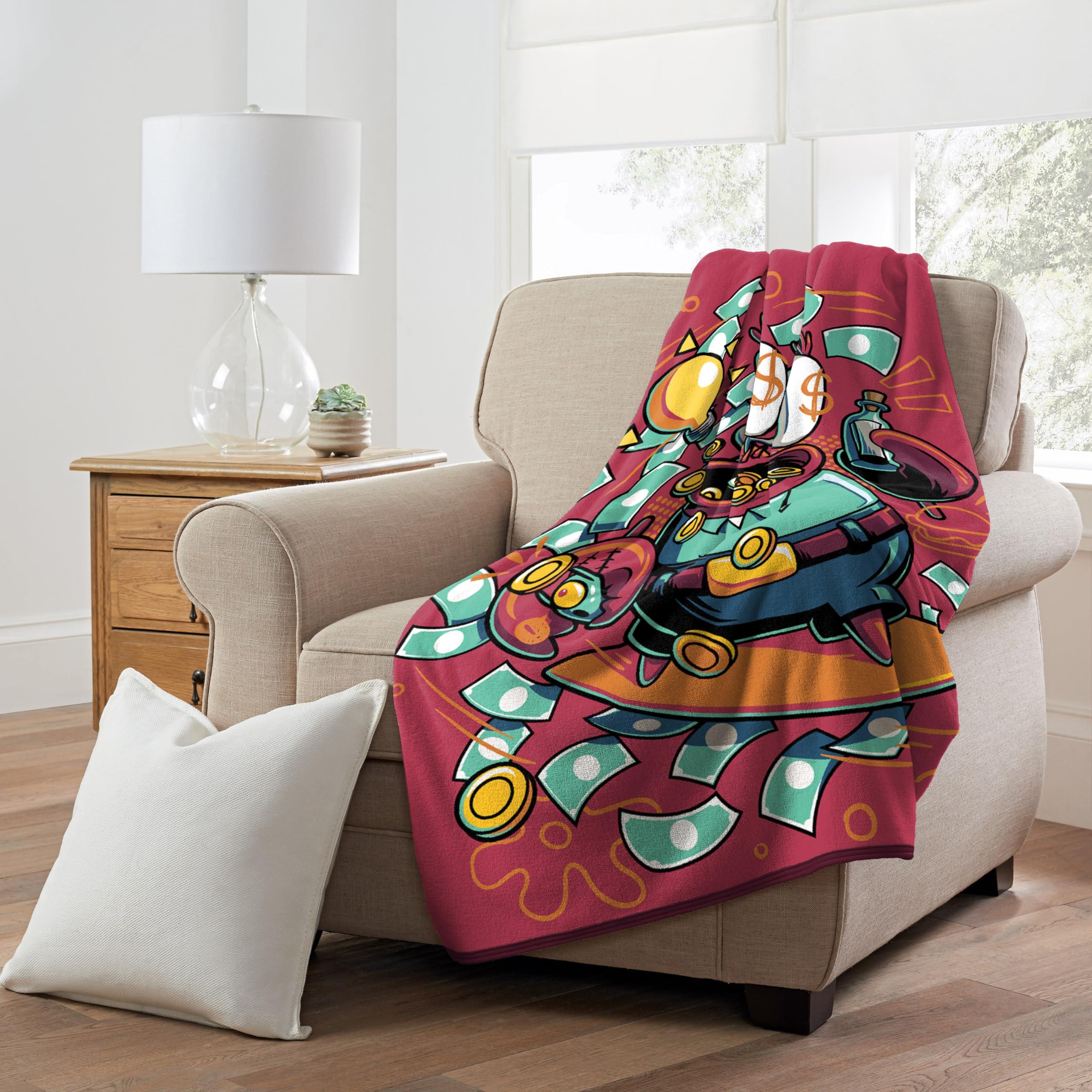 Northwest Northwest Spongebob Squarepants Micro Raschel Throw Blanket, 46\" x 60\", Dollar Krabs