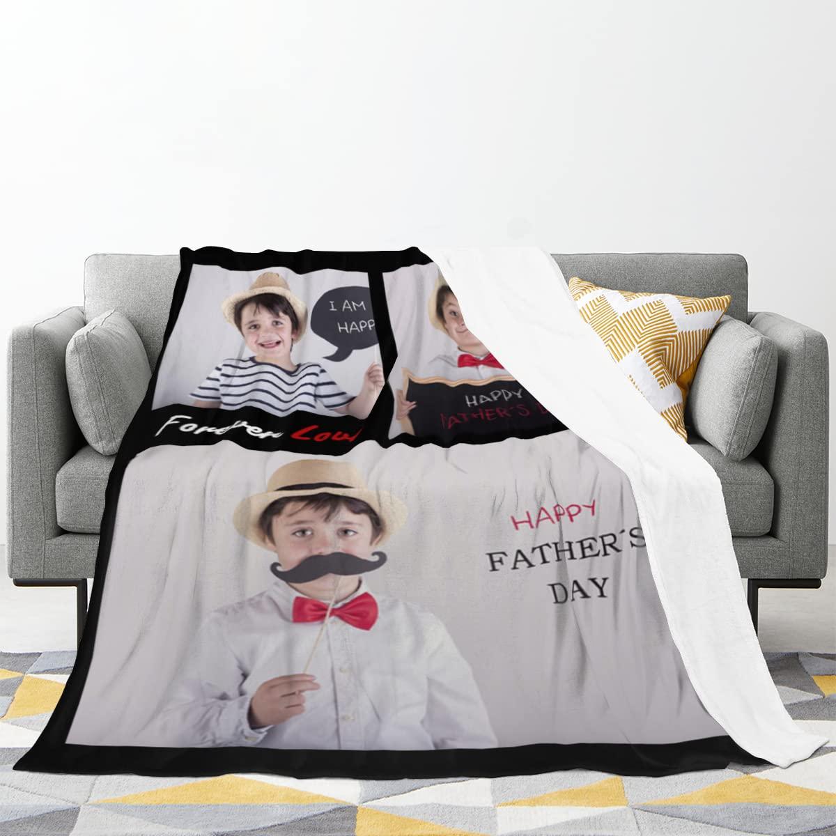 UNXUECO Personalized Photo Throw Blankets Customized Pictures Blanket Soft Fleece Blanket for Family Wedding Birthday Christmas Valentines Day Gifts for Women Men Him Her 51.2\"X39.4\"