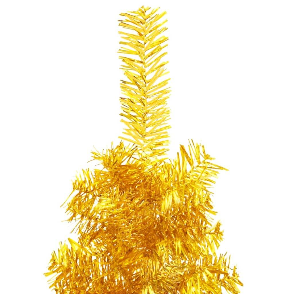 WHOPBXGAD Slim Artificial Half Christmas Tree with Stand,Christmas Tree Decoration,Outdoor Christmas Tree for Living Room, Hall, Deck, Poolside, Entrance, Garden,Gold 4 ft