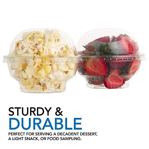 Stock Your Home Mini Clear Plastic Dessert Cups with Lids 5 oz (Set of 50) Small Disposable Parfait Cup, Dome Lid - No Hole, 5-Ounce Party Fruit Containers, Banana Pudding Bowl, Jello, Ice Cream, Desserts Container