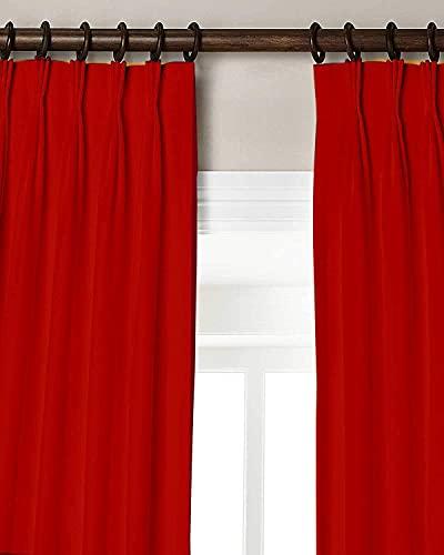 Advik Tex Co Advik Tex Co Blackout Triple Pinch Pleat Curtain Panel Draperies Extra Long Size Window Hall/Living Room/Villa (True Red 42" W x 108" L - 1 Panel)