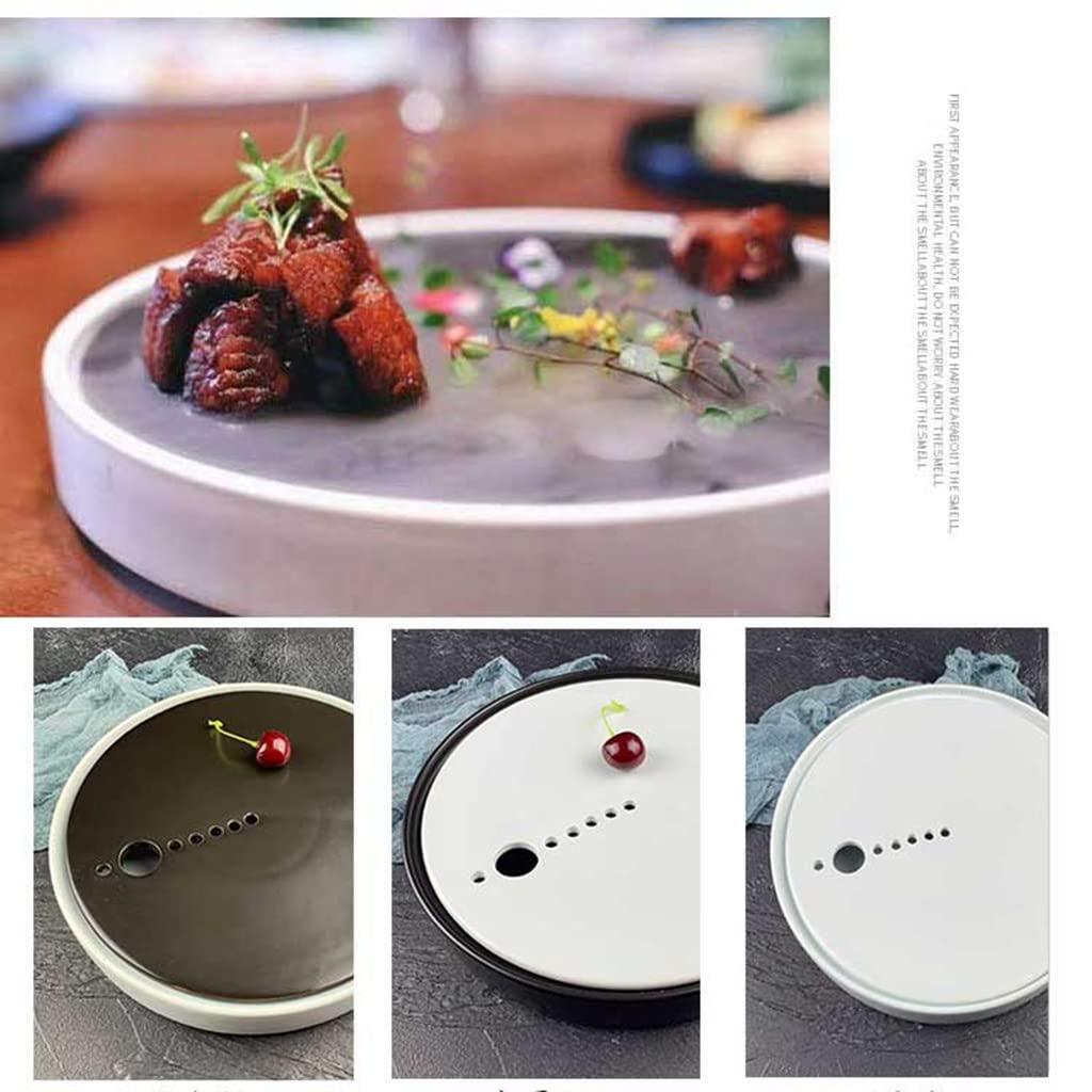 TAHUSA Personality Creative Dry Ice Tableware Ceramics Serving Platter Molecular Cuisine Serving Dishes for Restaurant Black,white (Color : Style 1, Size : 9 inches)
