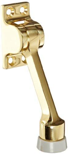 Rockwood Rockwood 461.3 Brass Kick Down Door Stop, #8 X 3/4" OH SMS Fastener, 3-5/8" Projection, 2-1/4" Base Width x 1-1/4" Base Length, Polished Clear Coated Finish