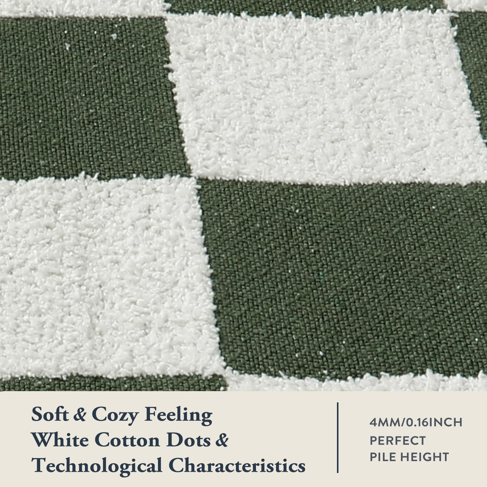 Lahome Lahome 6x9 Green Checkered Rug for Bedroom Boy Room, Modern Large Cotton Woven Checkerboard Green and White Rug, Retro Washable Art Decor Carpet for Living Room Home Decor