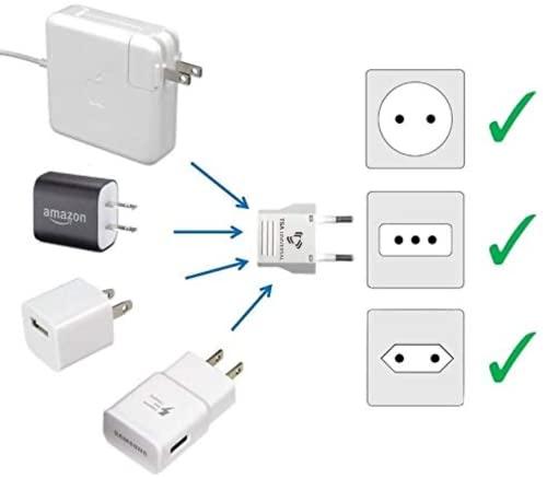 TSA Universal United States to Spain Travel Power Adapter to Connect North American Electrical Plugs to Spanish Outlets for Cell Phones, Tablets, eReaders, and More (2-Pack, White)