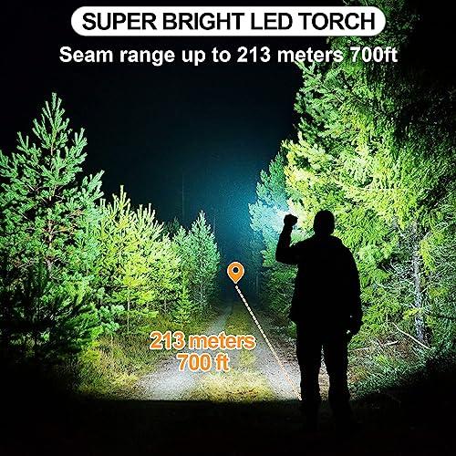 Spurtar Spurtar 7 Modes Solar Flashlights with Car Safety Hammer, Seatbelt Cutter, Compass & Magnet, 2000 mAh Multi Function Tactical Flashlight, Emergency Flashlight for Car, LED Flashlight, Black