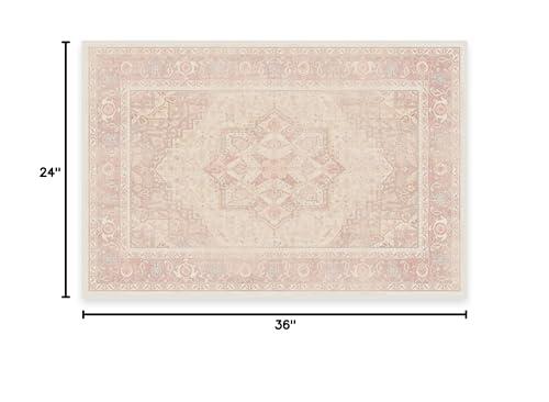 RUGGABLE Ruggable Washable 2x3 Area Rug, Kamran Soft Pink, Premium Rugs for Living Room, Bedroom, Kitchen, Office, Nursery with Gripper Non Slip Pad