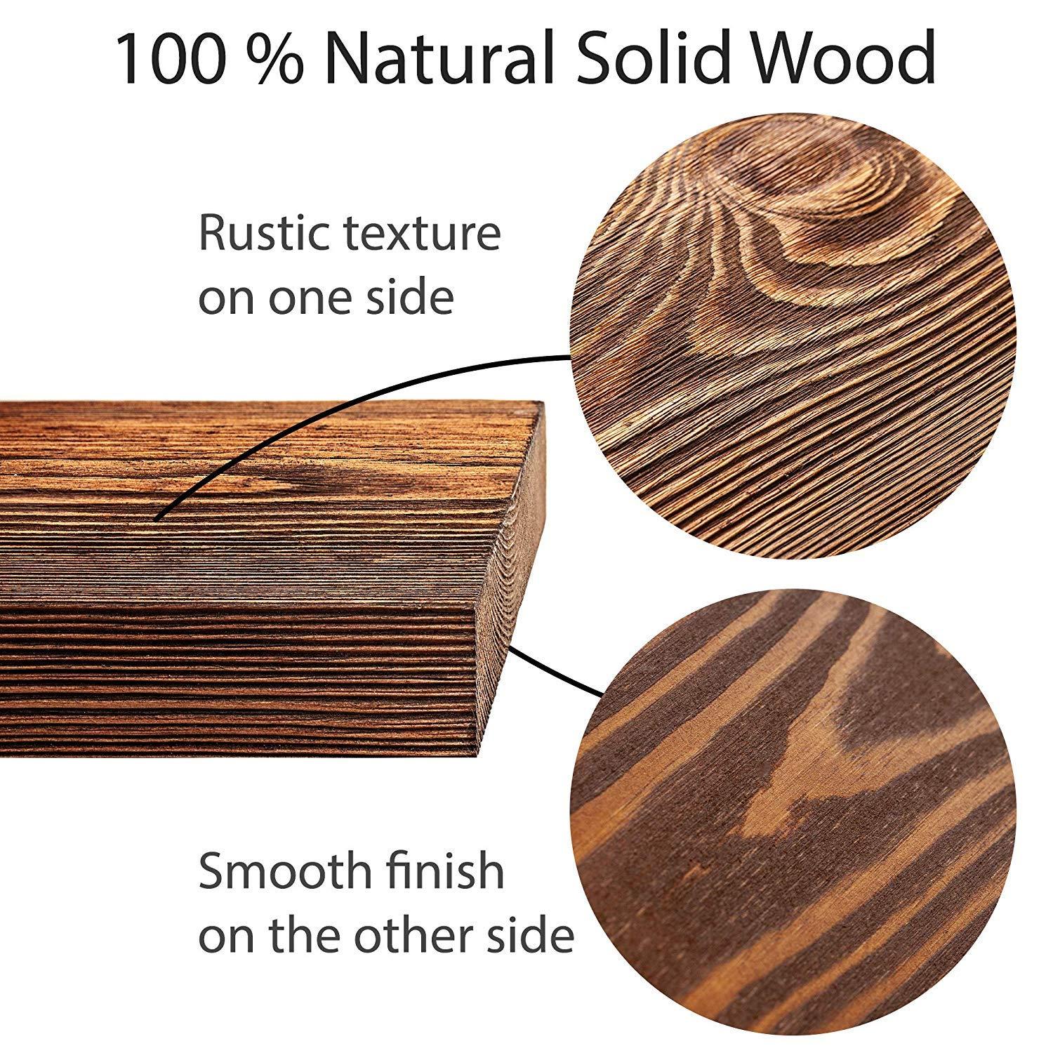 New England Wood Crafters Floating Shelves Wood Floating Shelves Set - New England Handcrafted Rustic Pine Kitchen Office Bedroom Wall Mounted Smooth Finish Organizers 2 Pack (1.5\'\' x 7.5\'\' x 24\'\' & 36) (Special Walnut, 36\'\')