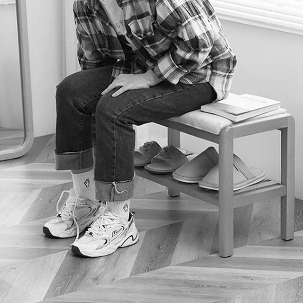 ShiLiLiShop Shoe Bench Wood Entryway Bench with Upholstered Seat Shoe Rack Bench 2-Tier Shoe Organizer for Entryway Hallway Bathroom Living Room (Color : Brown, Size : 80 * 30 * 42cm)