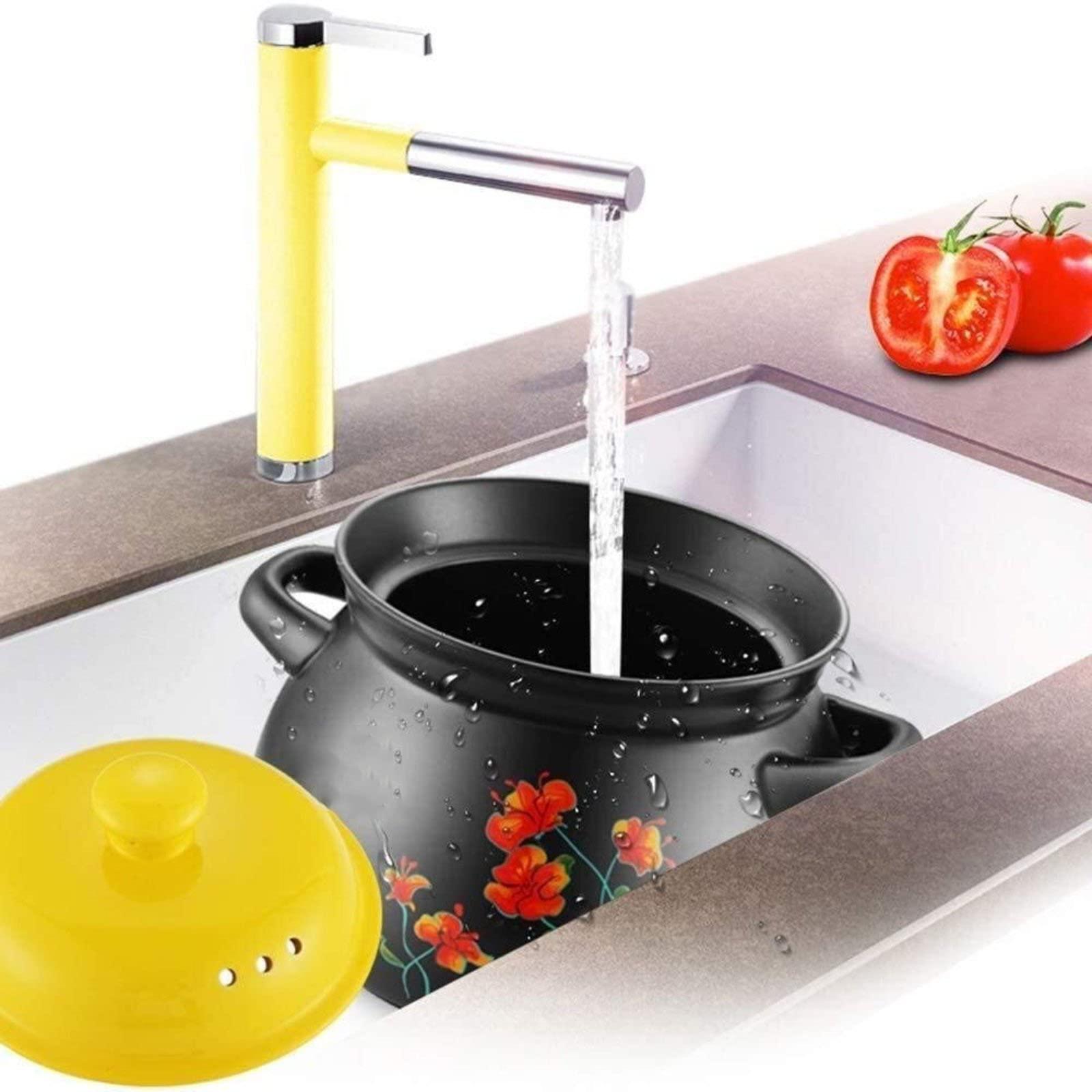 ZJXDPBF Casserole With lid, Cast Iron Pot with Lid, Non-Stick Cooking Pan, Casserole, Enameled Cast Iron Casserole Dish with Lid, Clay Casserole Pot Terracotta Stew Pot Clay Cooking Pot