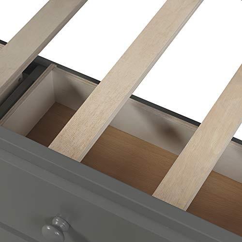 XD Designs XD Designs Twin Over Twin Bunk Bed with Trundle Bed and 3 Storage Drawers, Solid Wood Bed Frame with Ladder/Safety Rail for Kids, Teens Bedroom (Grey)