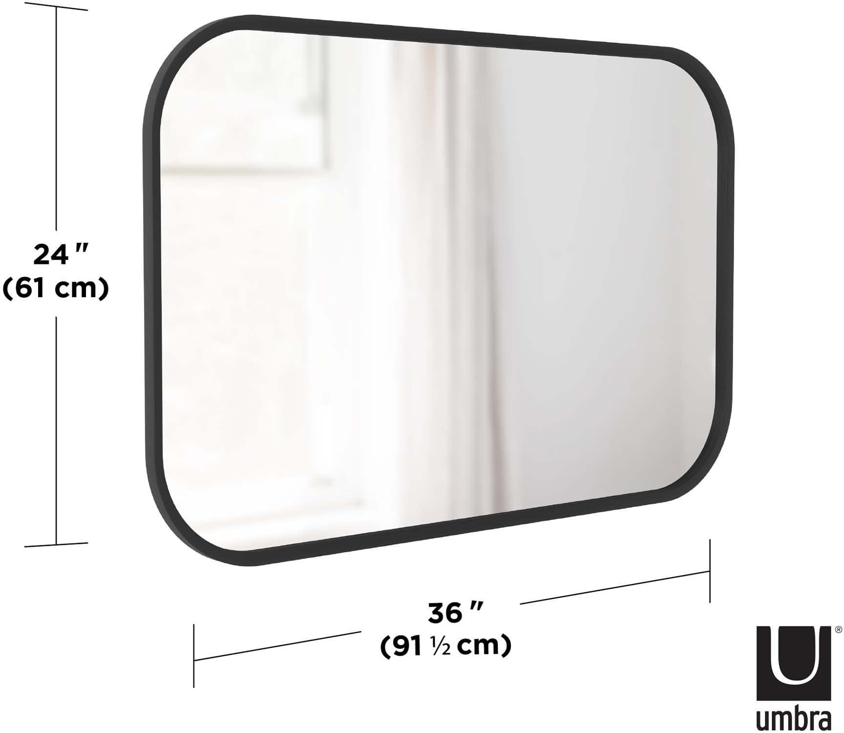 Umbra Umbra Hub Rectangular Wall Mirror with Rubber Frame, Modern Decor for Entryways, Washrooms, Living Rooms, Black