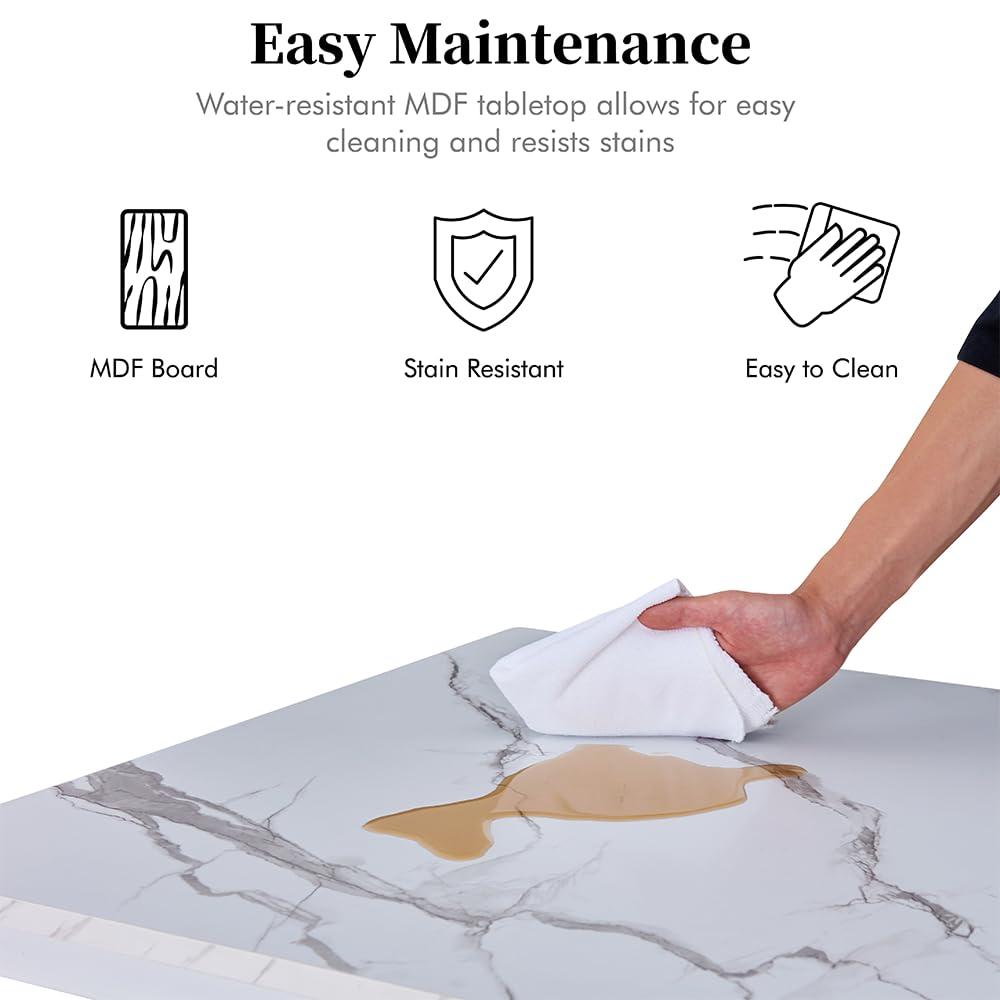 DZOVAD DZOVAD White 5-Piece Dining Set, Kitchen Table Chairs Set of 4 for Kitchen & Dining Room, Dinette, Space-Saving with MDF Board Table Top, 4 Upholstered PU Leather Chairs, Metal Steel Frame