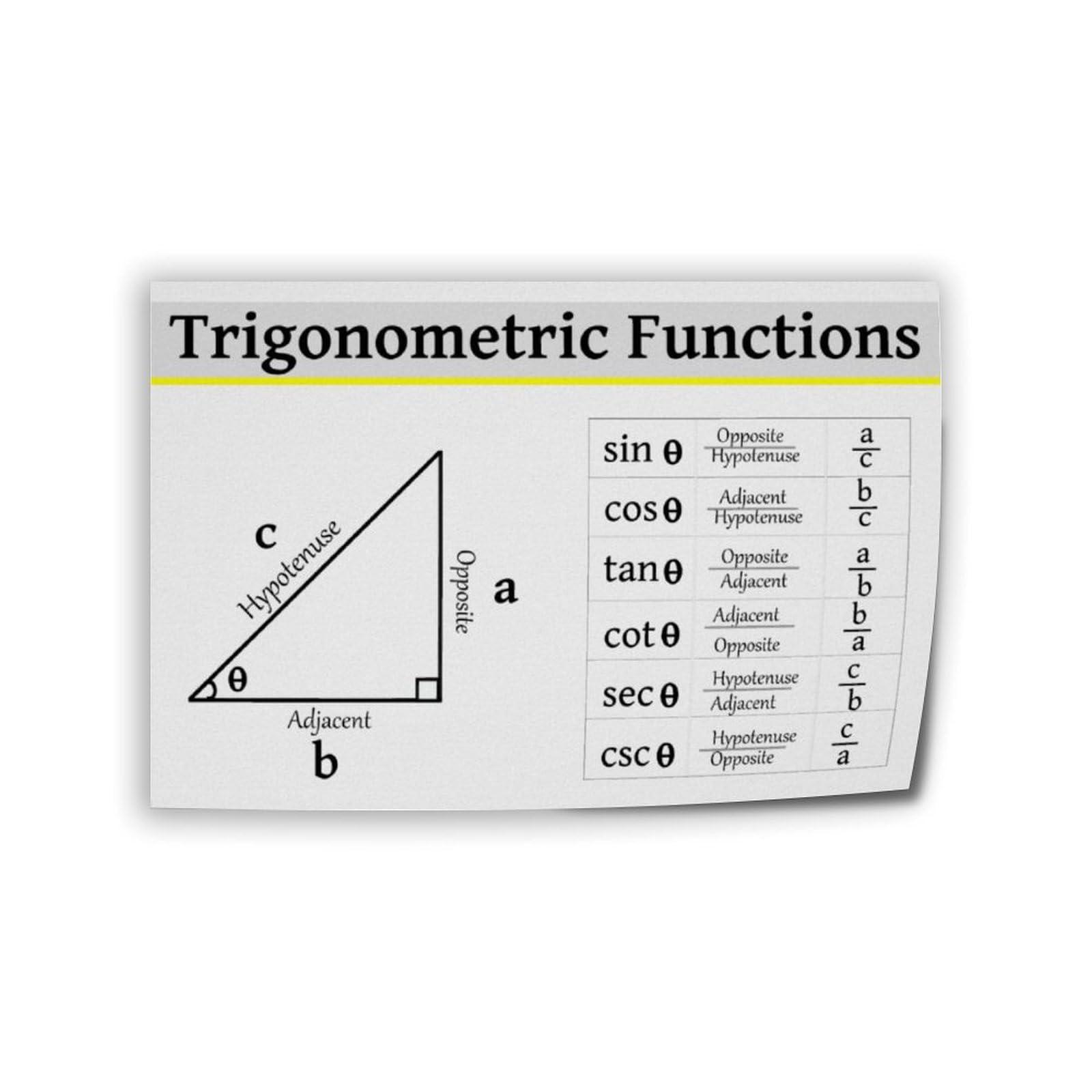 CHENMINGMM Trigonometry Rules Poster Trigonometric Functions Chart And Cheat Sheet Art Poster (3) Canvas Art Wall Poster Printing Office Bedroom Aesthetic Poster Living Room 24x16inch(60x40cm) Unframe-style