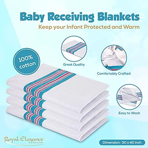 Elaine Karen Elaine Karen 6 Pack Flannel Unisex Hospital Receiving Blankets - 100% Cotton, for Girl or boy, Newborn Swaddle Wrap Baby Blanket Throw, Soft, Warm, Cozy, Infant for Crib, Stroller, 30x40