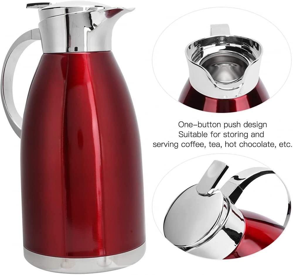 VIXPET Stainless Steel Coffee Carafe, 1.8L Thermal Carafe Coffee jug Vacuum Insulated Double Wall Thermal Coffee Carafe -Red