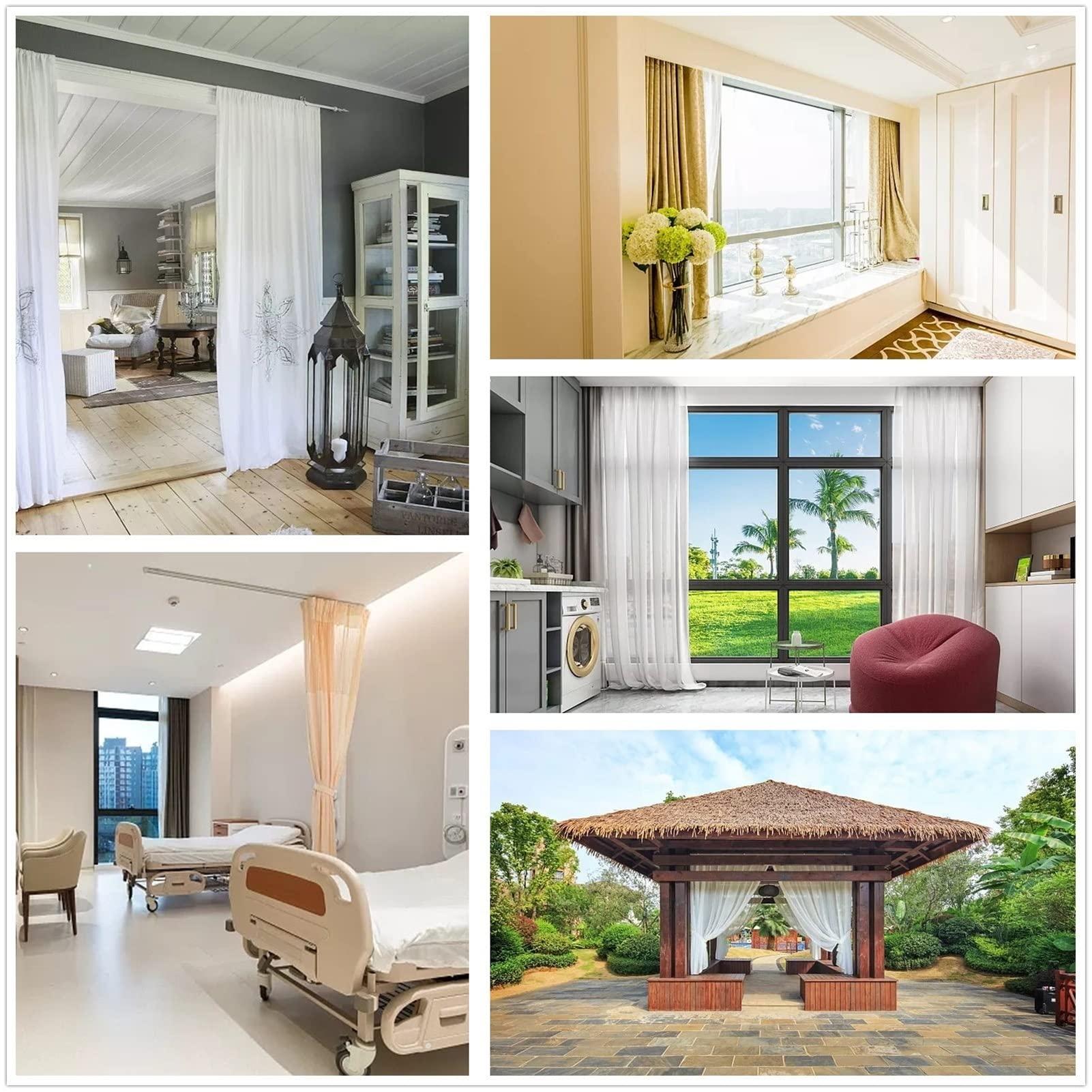 LZMZMQ Heavy Duty Straight Rail Curtain Track, Home/Office Room Divider Curtain Rod - Aluminum Alloy, 3/6/9/13/16/26/32/49 ft Long, Wall/Ceiling Mount, Coffee Color