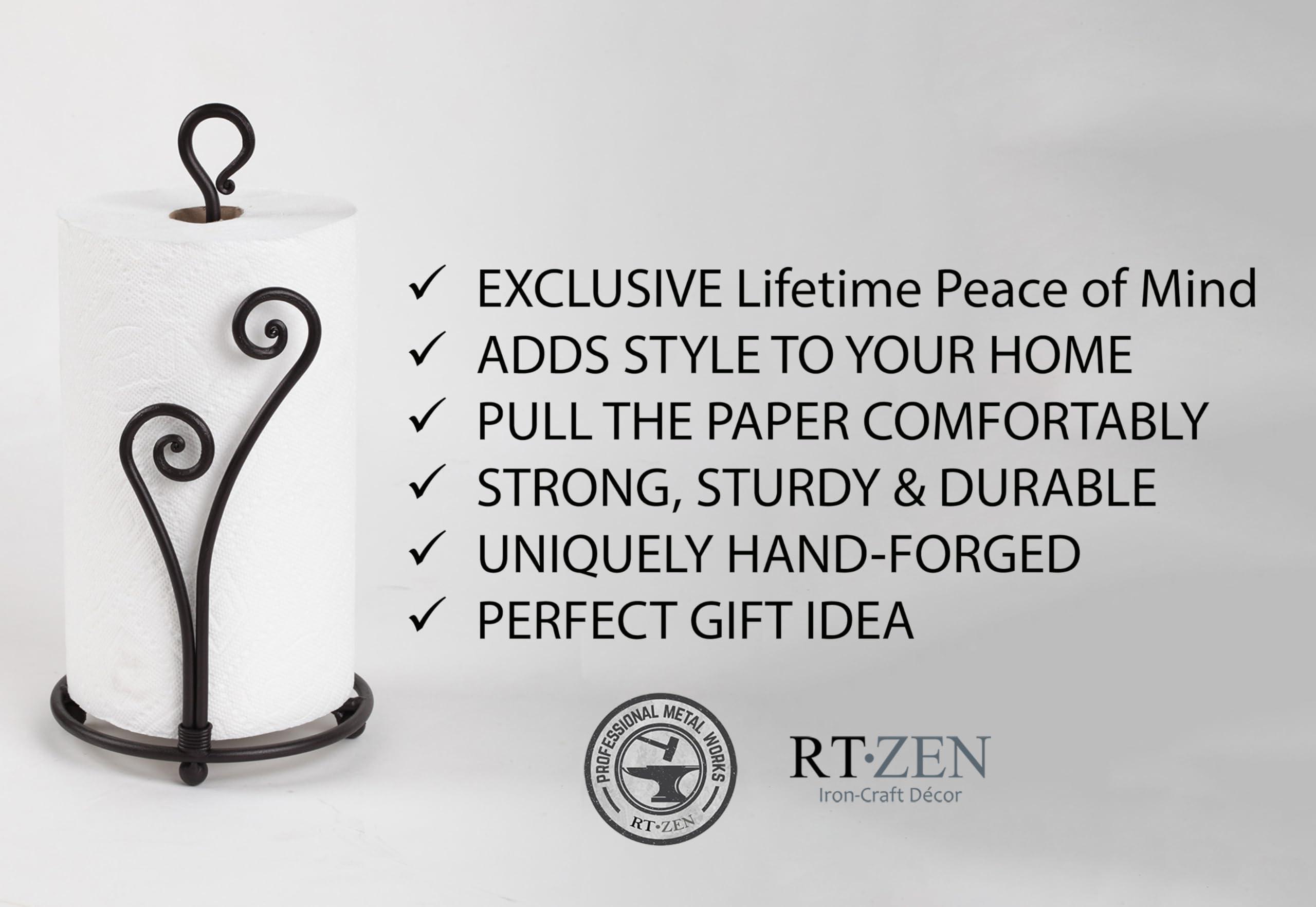 RTZEN RTZEN Matte Black Paper Towel Holder Countertop - Decorative Farmhouse Paper Towel Roll Holder - Rustic Metal Modern Stand for Kitchen or Bathroom (Heart Shaped)