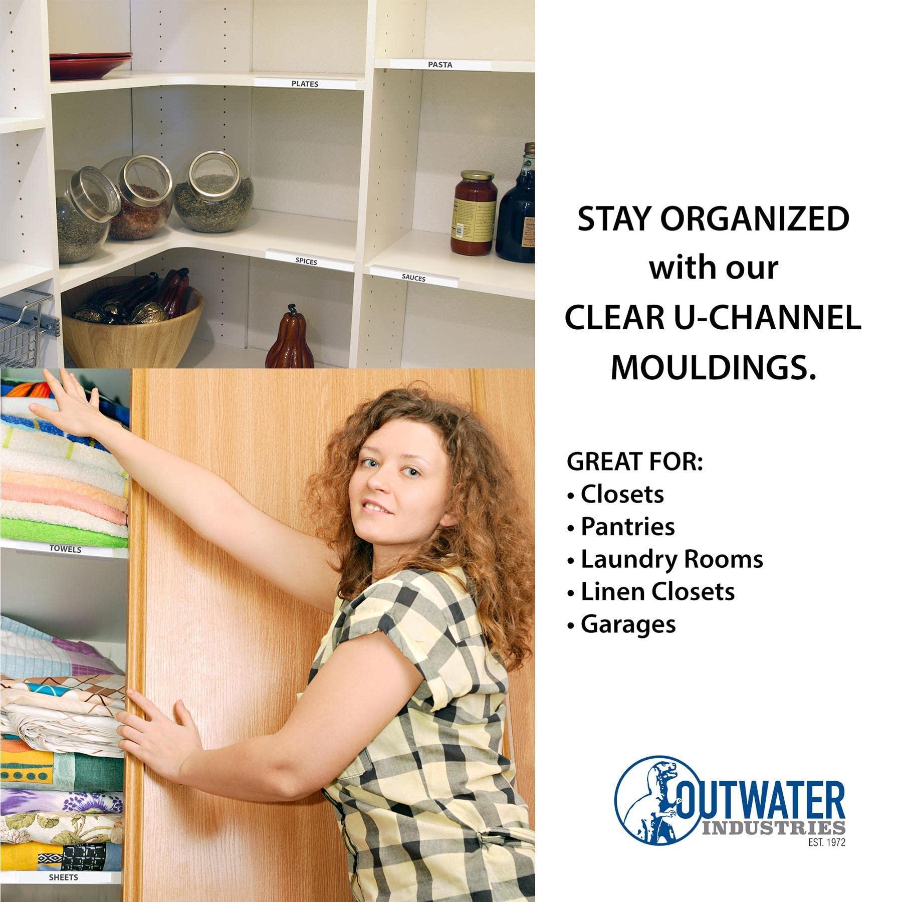 OUTWATER Outwater Plastics Clear 1/2\" Rigid Vinyl Plastic U Channel C Channel 72 Inch Lengths (Pack of 18 Pieces, 108 feet Total)